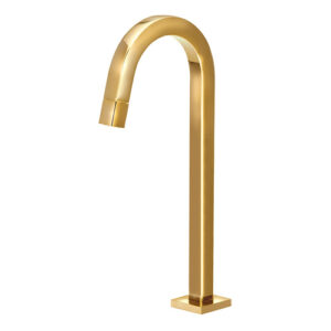 1258 1258 - Torneira Mesa Tubo Quadrado 22 mm Dourada Fosca Alta