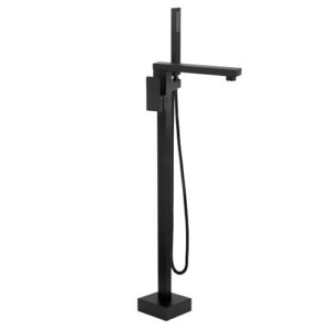 1657 - Misturador Monocomando Piso Quadrado Preto Fosco