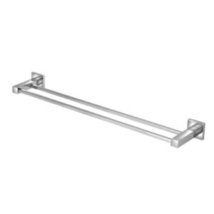 2034 2034 - Porta Toalha Barra Duplo Quadrado de Metal para Banheiro Cromado