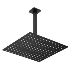 7724 7724 - Chuveiro Slim Quadrado Preto 20 cm x 20 cm com Braço de Teto